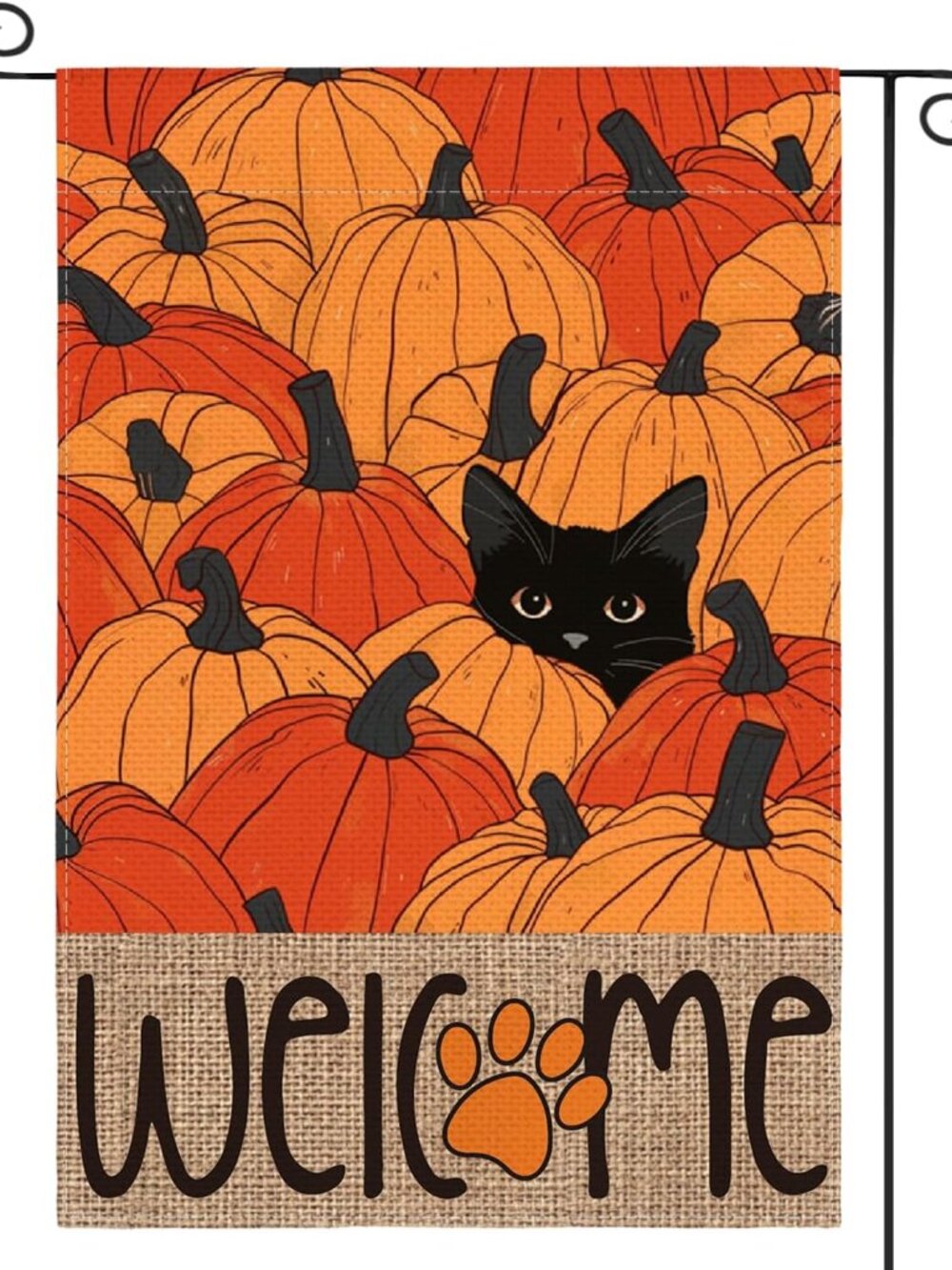 Black Cat Pumpkins Fall Garden Flag 12x18 Inch Outside